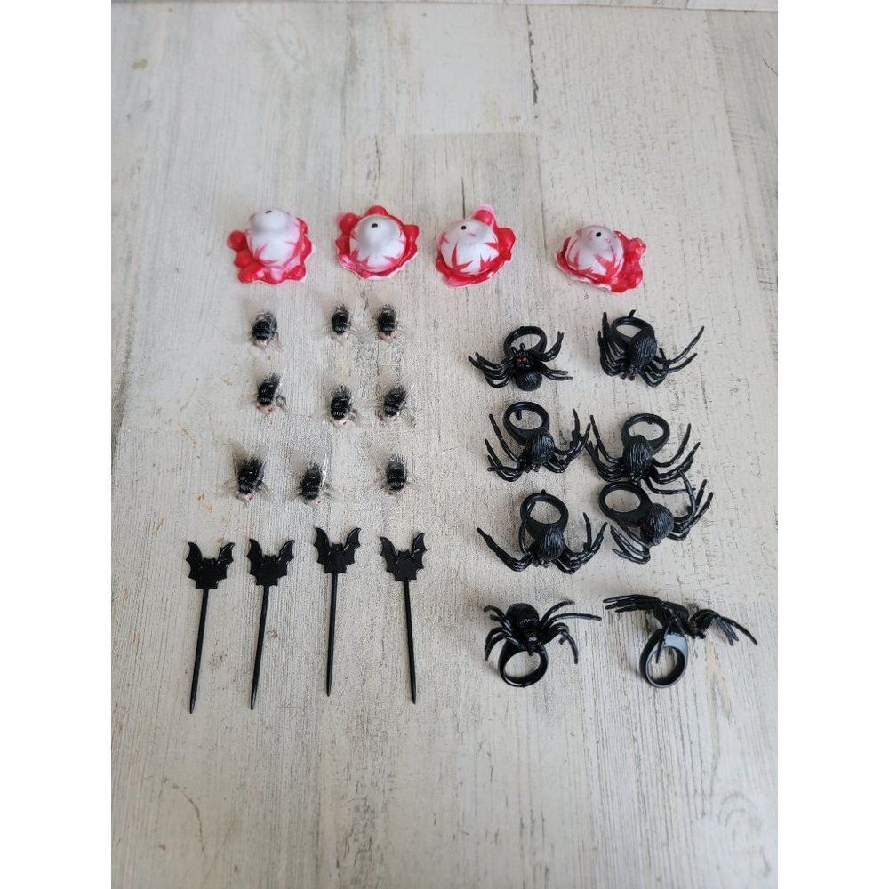 Halloween spider ring fly eyeball bat toothpick party accessories